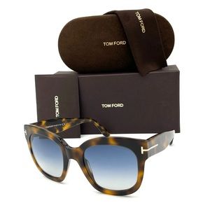 Tom Ford BEATRIX FT0613 53W Blonde Havana / Blue Gradient 52mm Sunglasses TF0613